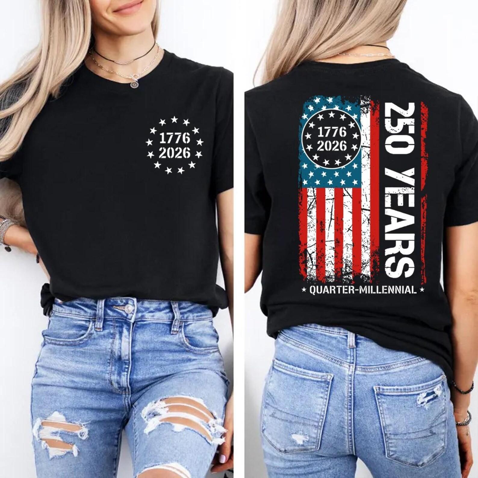 America 250th Anniversary T-shirt, Patriotic USA Flag Tee T-Shirt XXXL
