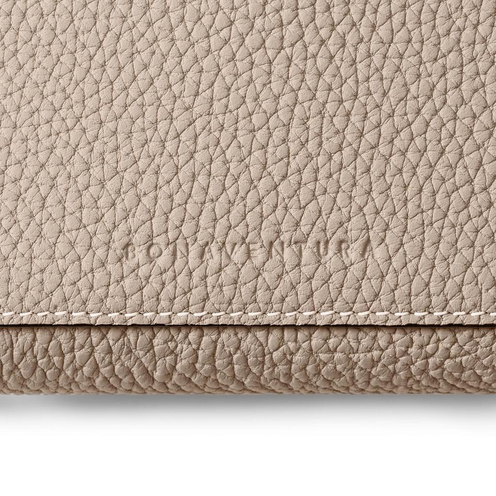 BONAVENTURA Round Zip Smart Key Case [Greige x Yellow] Key Wallet, Made of Genuine European Leather, Perfect Gift, BKCT3W-GGYE