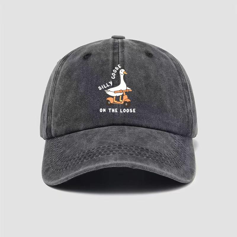 pc Skateboarding Duck Print Washed Baseball Cap for UnisexMinimalist Retro Style Casual Soft Adjustable Dad HatPerfect As Gifts