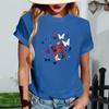 Women's Fashionable Round Neck Casual Retro Print Short Sleeved T-shirt Top