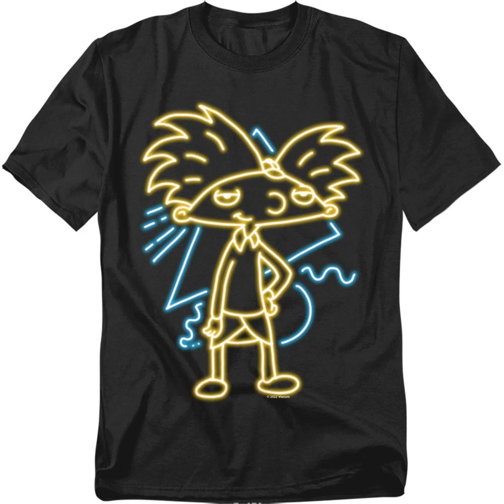 Hey Arnold - Hey Arnold Neon -  Unisex Short Sleeve Children s T-shirt - Black 110