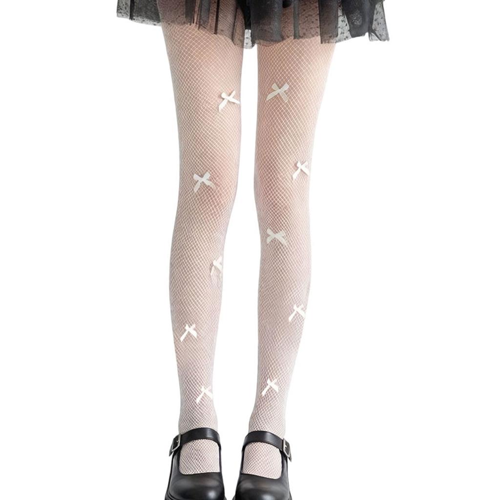 Elegant Hollowed Out Lace Pantyhose With Bows Accent Soft And Practical Nylon Tights For Party and Daily Wear