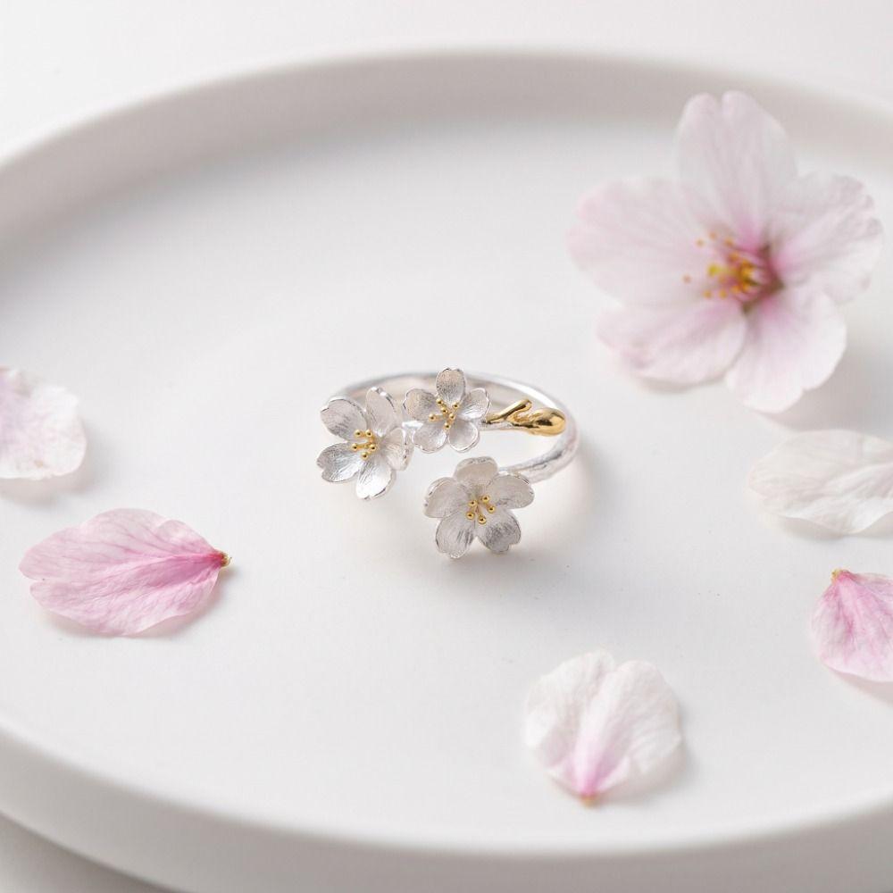Delicate Design Adjustable Rings Elegant Women Jewelry Ornaments Flower Opening Rings Gift