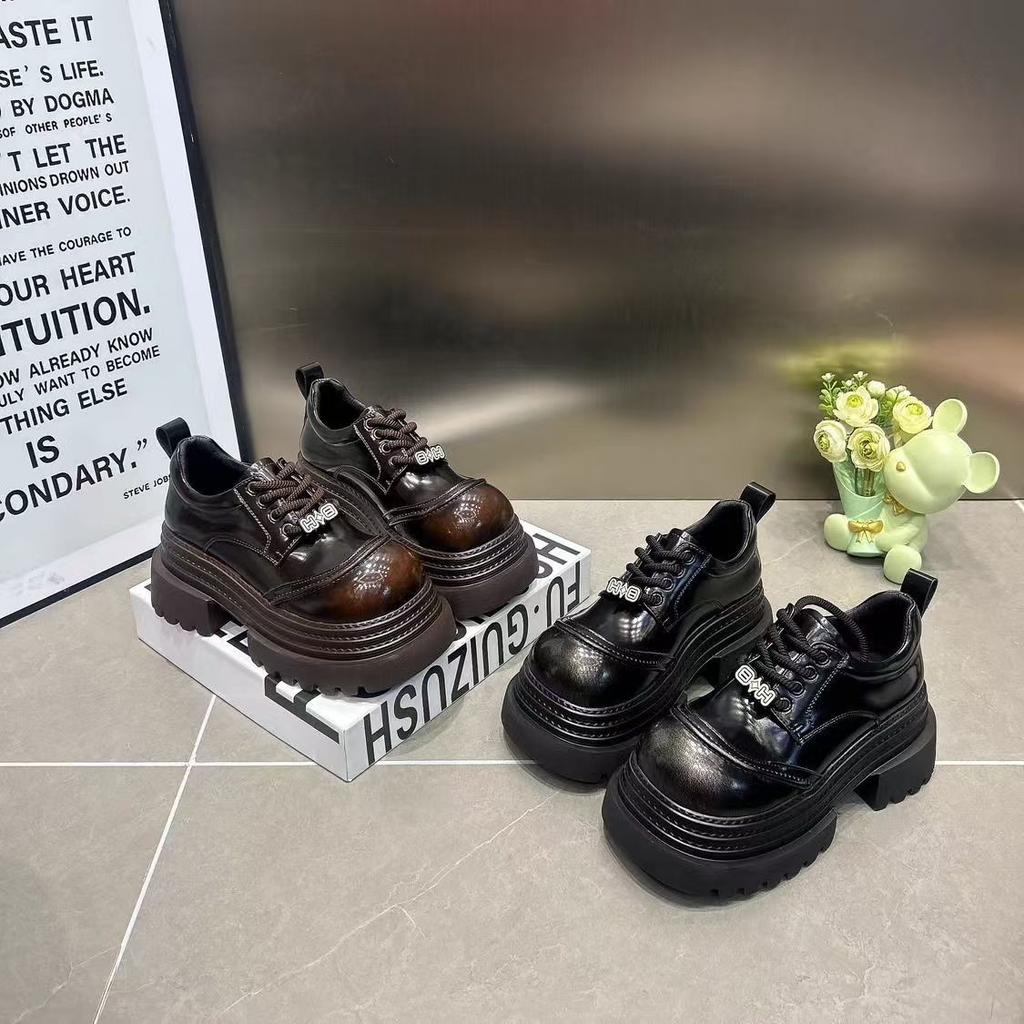 Spring Women JK Mary Jane Shoes Fashion Lace Up Shoes Vintage Platform Elegant Thick Heel Shoes Women