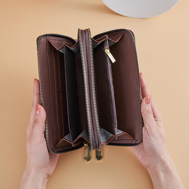 Women's 2023 Large Capacity Double Zipper Clutch Wallet with Letter Print