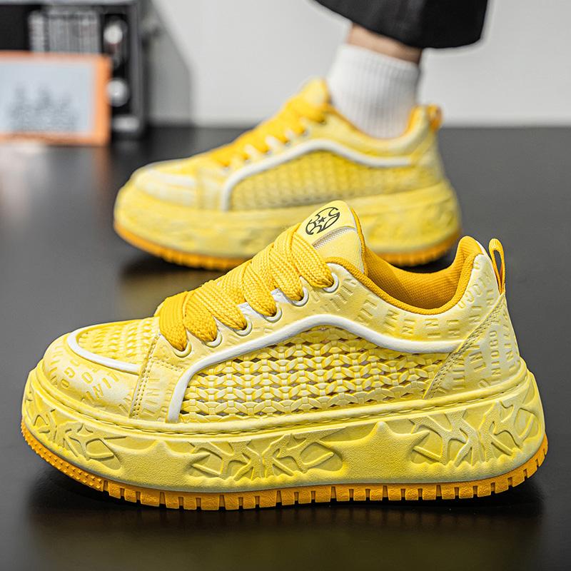 Fashion Green Tall Thick Soled Men's Sneakers Fashion Personality Simple and Versatile Youth Casual Shoes Comfortable Durable Sports