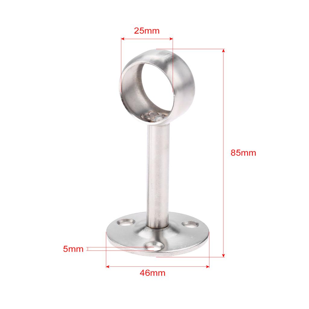 DRELD Stainless Steel Centre Bracket Wardrobe Rail Support Hanging Rail Rod Pole Socket End Support Bracket Holder 19mm 25mm Dia