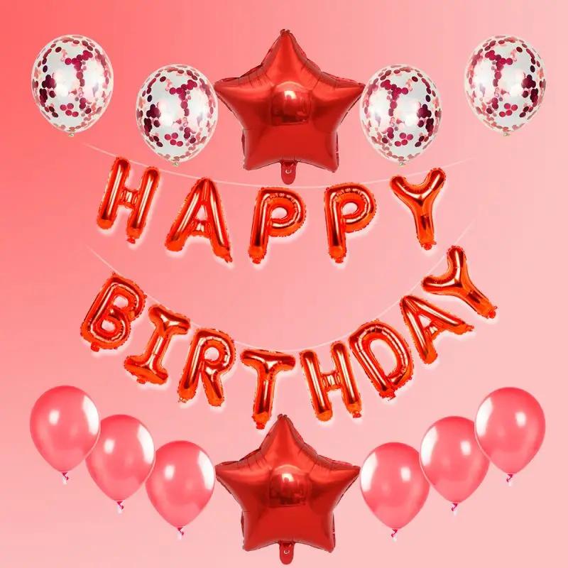 25 Stück/Set Happy Birthday Ballons Set Folien Buchstabenballon Girlande Wimpel Banner Kinder Geburtstagsparty Babay Shower Dekoration