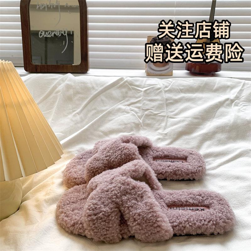 [Uncle Shoes] Comfortable Autumn and Winter Retro 2025 Flat-bottomed Maternity Feeling New Slippers for Women To Wear French Hair Drag Height