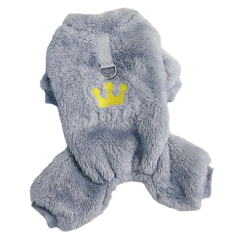 

Теплый флисовый комбинезон для домашних животных для маленьких собак и кошек, комбинезон, одежда для щенков, французского бульдога, чихуахуа, пижамы, наряды для пуделей, товары для животных, декор S серый