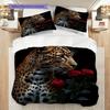 Sada povlečení s leopardím vzorem Přikrývka Povlak na přikrývku Povlak na polštář Domácí dekorace Dárek k narozeninám (1 * povlak na peřinu + 2 * povlak na polštář, bez jádra)
