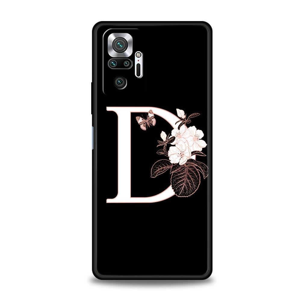 Phone Case Cover for Redmi 14C 10C Note 15 14 13 12 10 11 Pro Plus K40 Soft TPU Shockproof Fundas Shell Flowers Initial Letter