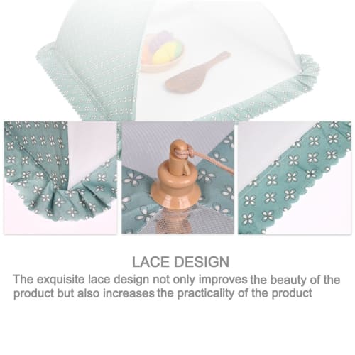 DEWEL Food Cover, Foldable, Washable, Kitchen Umbrella, Fly Screen, Square, Insect and Dust Repellent, Stylish Kitchen Umbrella, 41.5 x 41.5 cm (Green