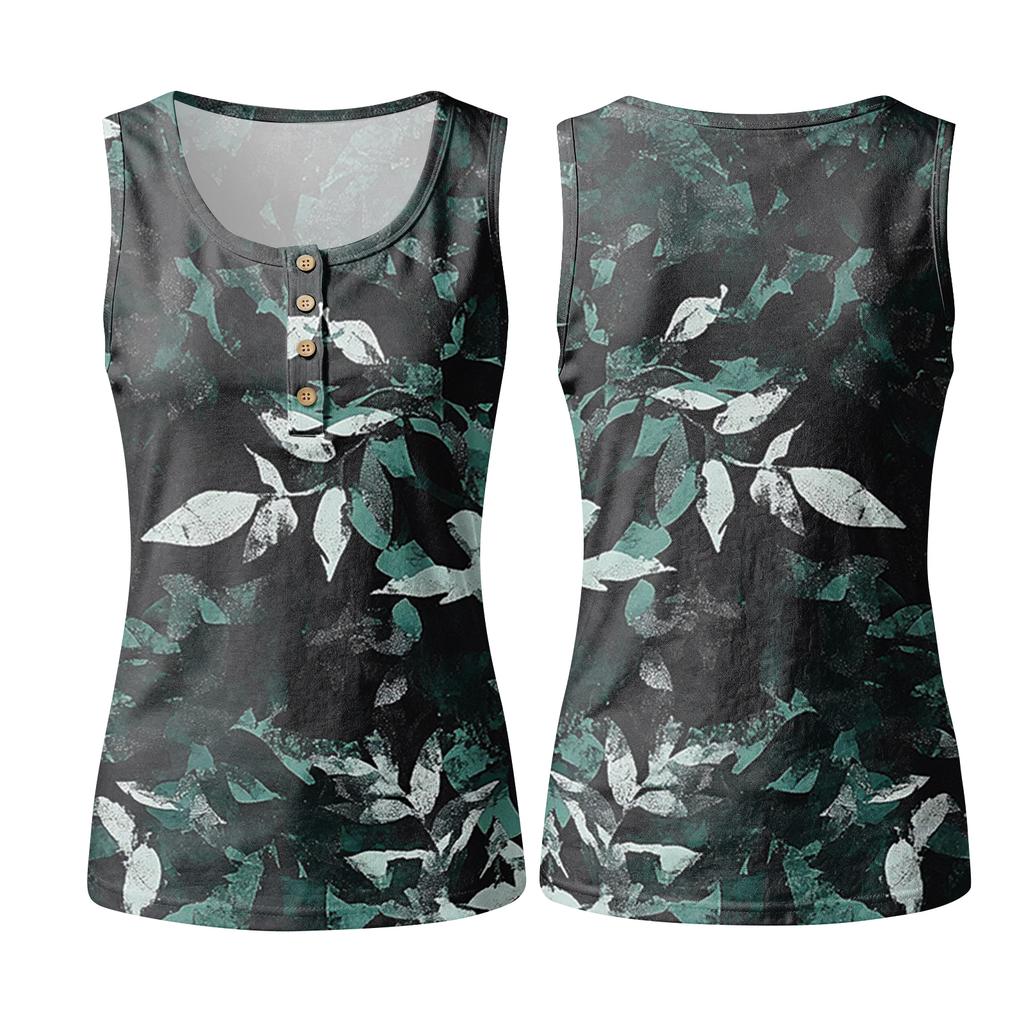 Ärmelloses Tanktop mit Blumenmuster für Damen, lässig, Rundhalsausschnitt, lockere Passform, leichtes Sommerhemd-Blusentop
