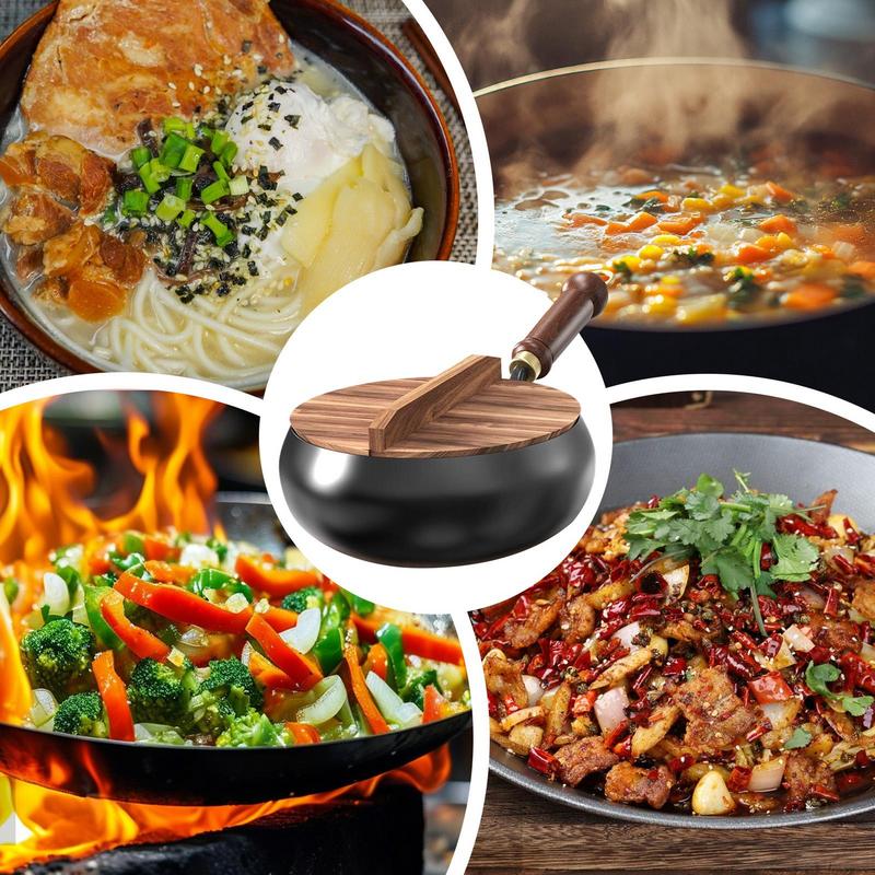 Pure Iron Wok Cast Iron Pan Non-coated Pot General Use For Gas And Induction Cooker 24cm Chinese Wok Cookware Pan For Stewing