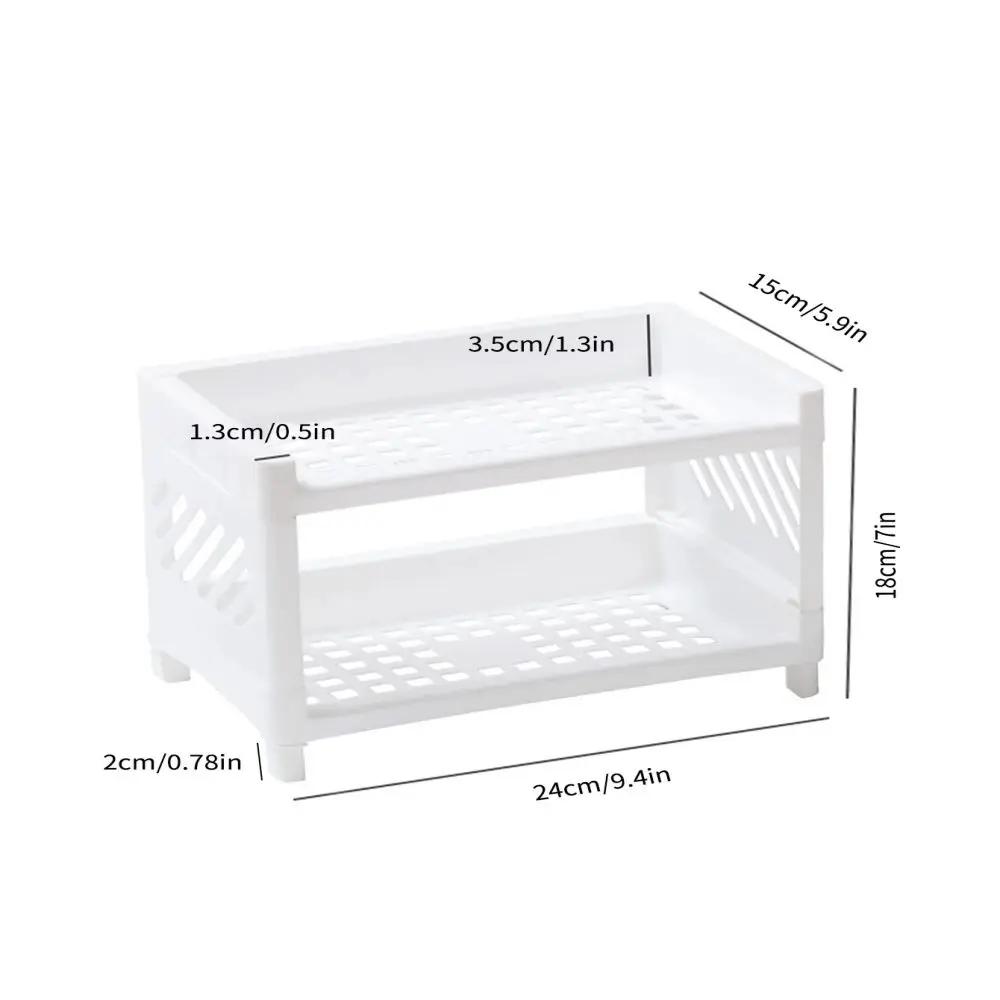 1PC PP Desktop Double Layer Storage Rack Rectangular White Organizing Student Desk Office Cosmetics Stationery Drawer Organiser