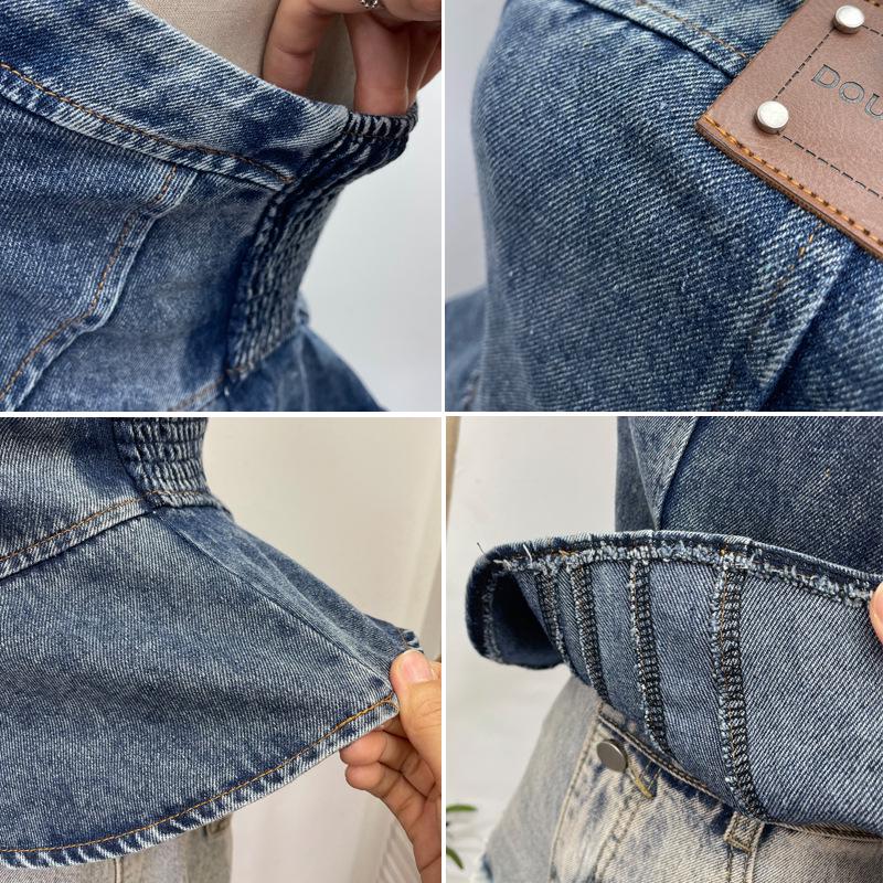 Women's Denim Bandeau: 2026 A-Line Short Sleeveless Top with Divided Stitching and Cinched Waist.