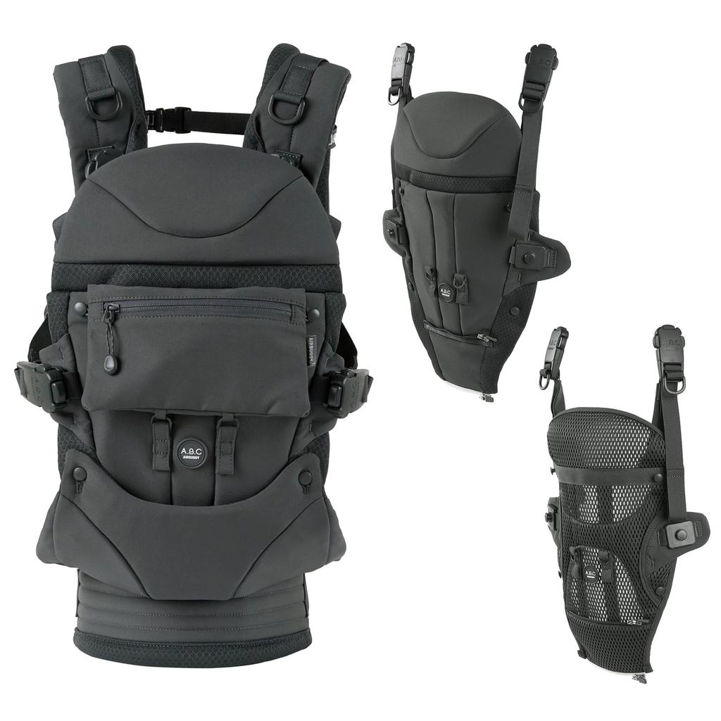 ABC COMFO COMPLETE SET DIMGREY AirBuggy Baby Carrier COMFO Complete Dim Gray Set, (ABBC0025)