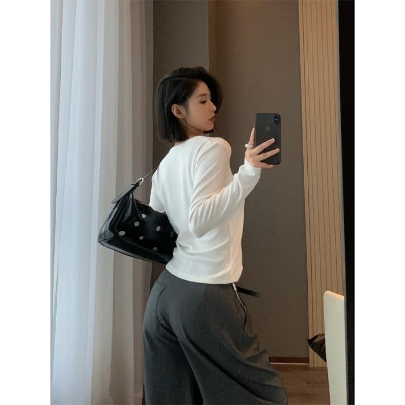 High-quality Long-sleeved T-shirt Women's Spring, Autumn and Winter Korean Version Slim-fit Bottoming Shirt Top Ins Tide