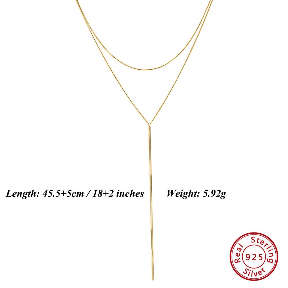 

EFFIE QUEEN 925 Sterling Silver Double Layer Necklace, Minimalist Y-Shape, Sleek & Trendy Jewelry for Sophisticated Style BQN15