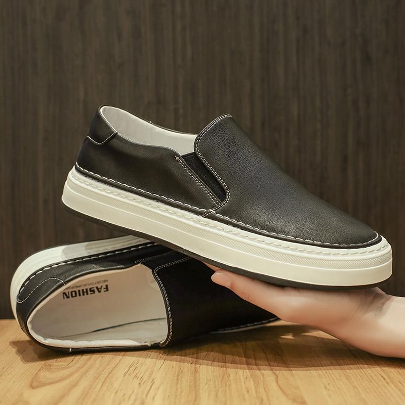 Fashion Handmade Mens Casual Shoes Fashion Leather Loafers Handmade Flats Walking Shoes Men Breathable Sneakers Versatile Driving Shoes