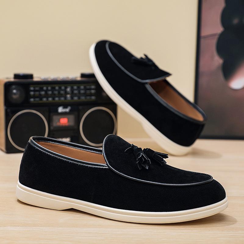 Men's Fashionable Tassel Flat-bottomed Breathable Beanie Shoes with One Foot, Sailing Shoes for Men