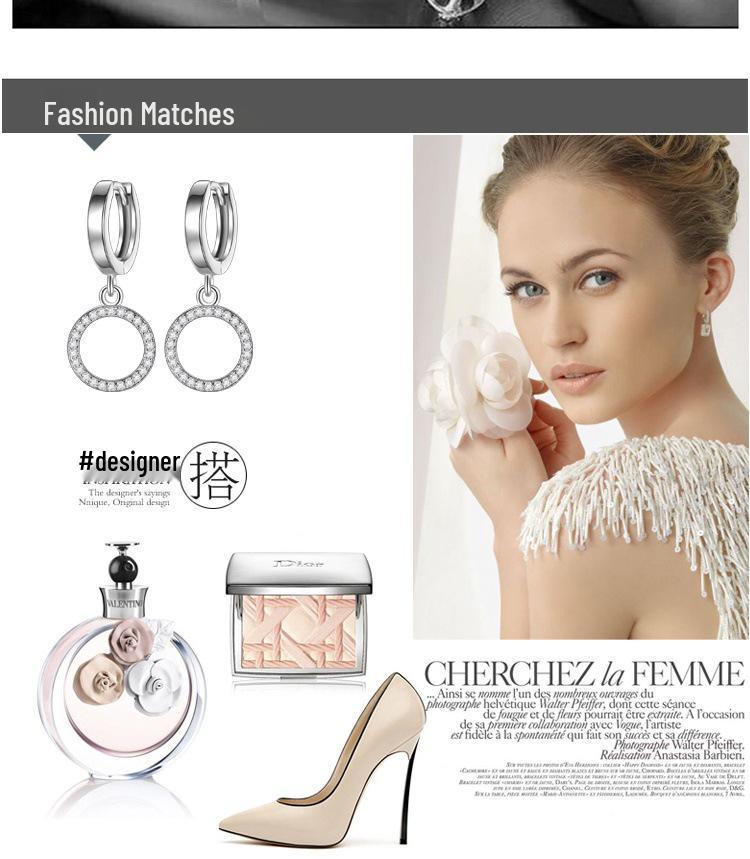 Silver-Plated Triangle Star Earrings with Micro-Paved Zirconia - Cute Women’s Ear Cuffs and Clips Jewelry