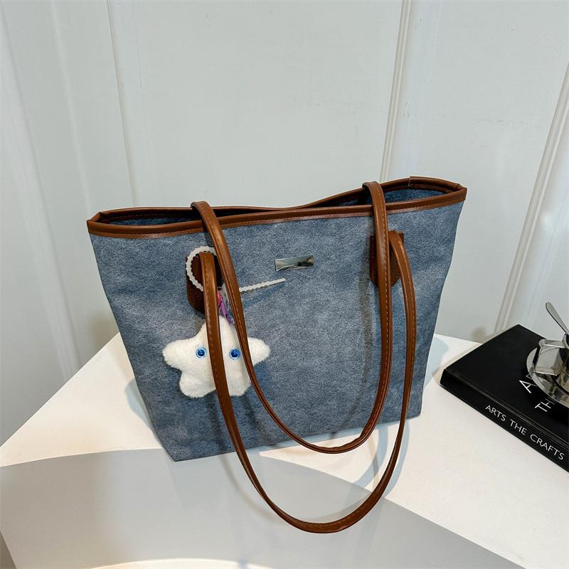 Fashionable Soft Medium Shoulder Bag For Daily Use 2024 Spring New Trendy And Elegant Blue,No Keychain