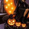 Dark Aesthetic Room Decor Halloween Witch on Crescent Moon Decorative Light, Gothic Detailed Fantasy Figurines Lamp, Resin Figurine for Home Tabletop