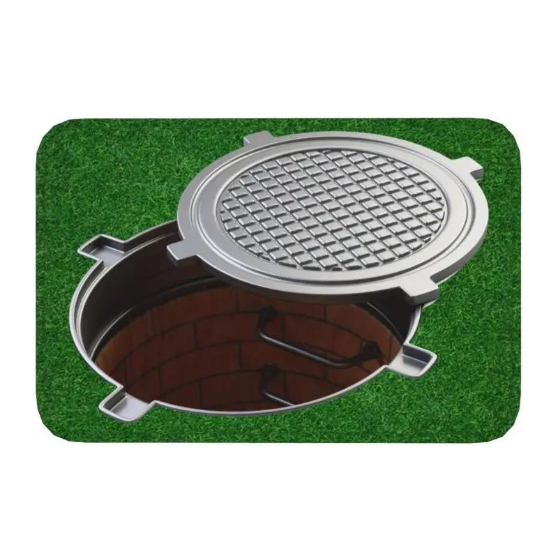 Funny 3D Traps Mat Front Door Rug Anti-Slip Indoor Outdoor Manhole Cover Pattern Doormat Floor Bath Entrance Kitchen Carpets
