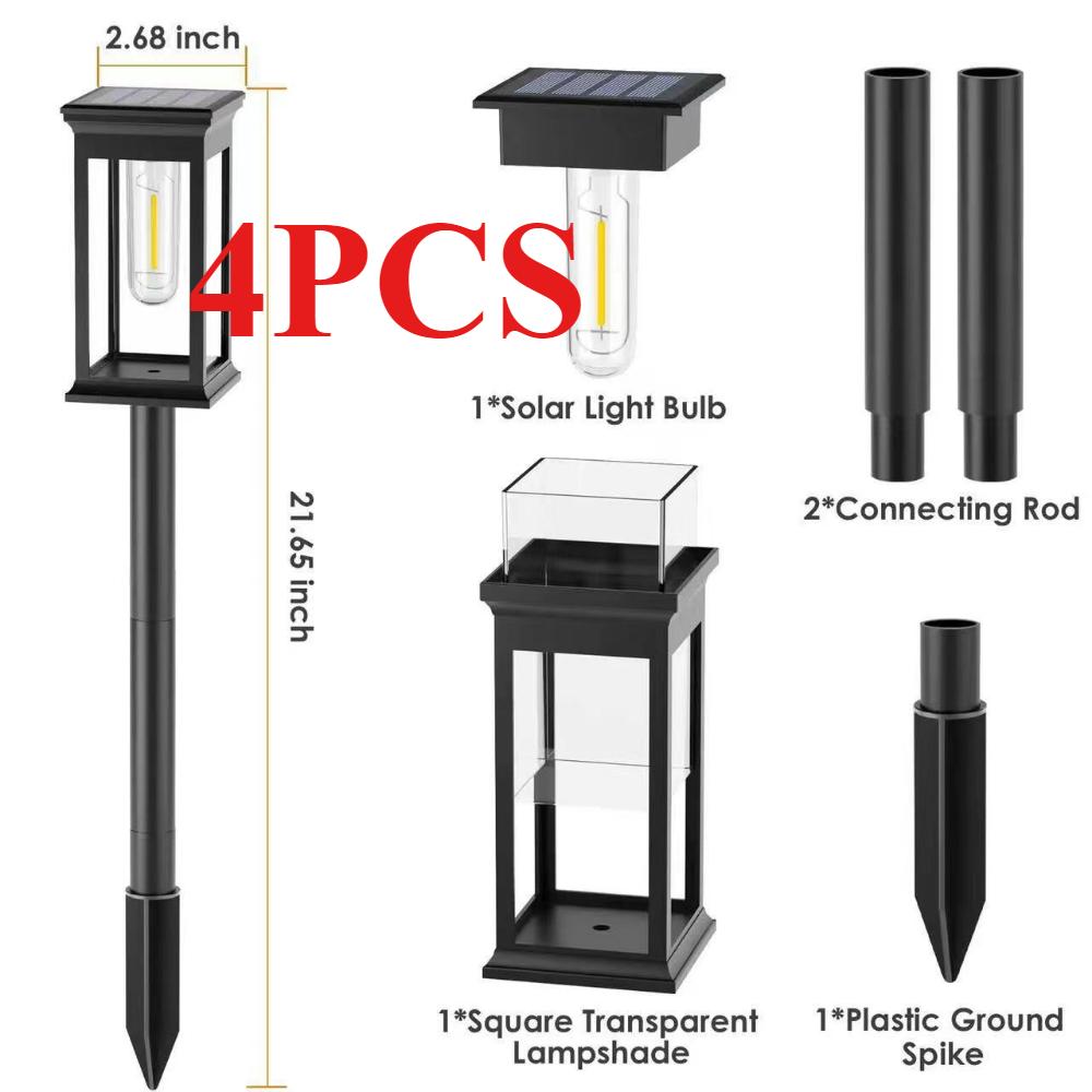 2-6PCS Warm Solar Square Floor Plug Light, Waterproof Lawn Light Outdoor Garden Light Suitable for Garden, Door, Christmas, Halloween