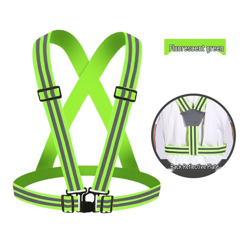 Reflective Vest for Cycling, Night Running, Sanitation, and Construction with Elastic Suspenders for Visibility and Safety