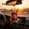 Christmas Car Rearview Mirror Accessories Santa Cat Ornament, Acrylic Hanging Decor with Backpack Charms Reindeer Antlers, 2D Cute Bag Charm
