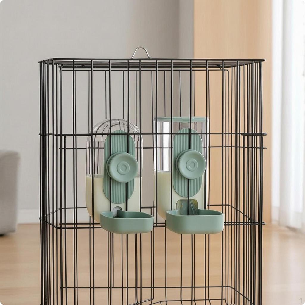 2 Pieces CageMounted Feeder and Waterer Transparent Cage with ConstantSupplyFed