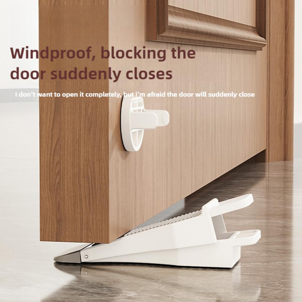 1-Pack Spring Door Security Stopper, Non-Slip Adjustable Heavy Duty Door Stop, Portable Anti-Slip Door Holder