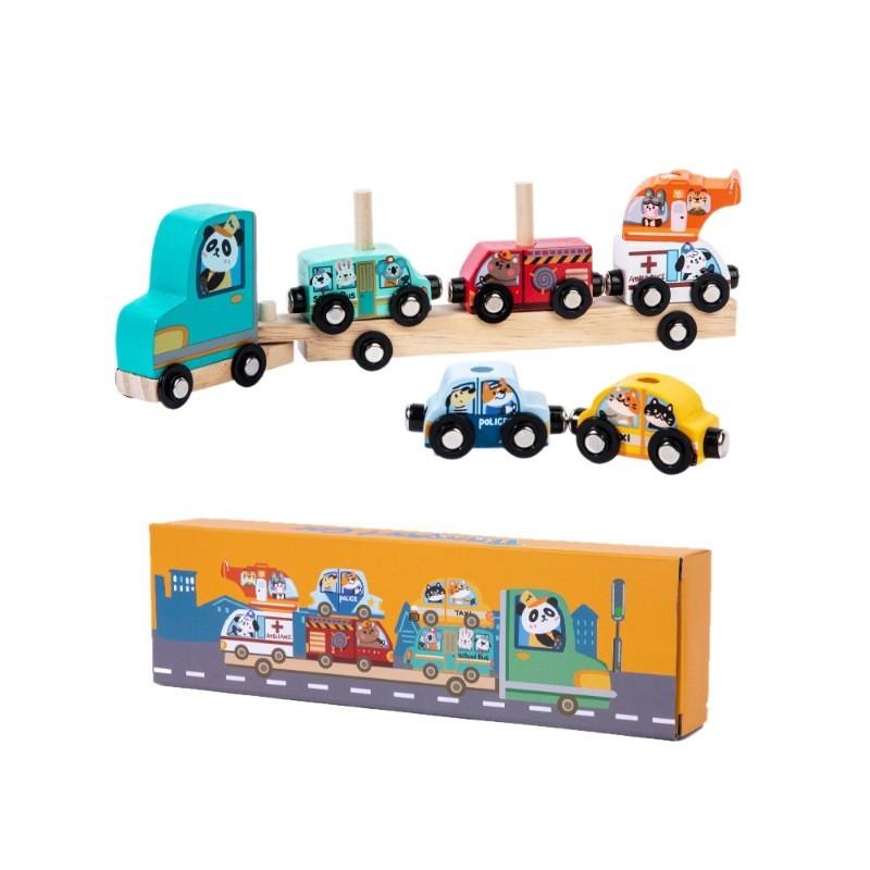 Muster Holz Tier Magnetisches Auto Baustein Kinder Puzzle Spielzeug Set