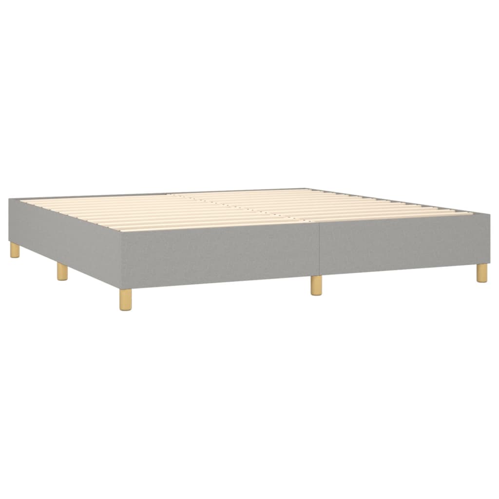 Box Spring Bed with Mattress Light Grey 200 x 200 cm Fabric