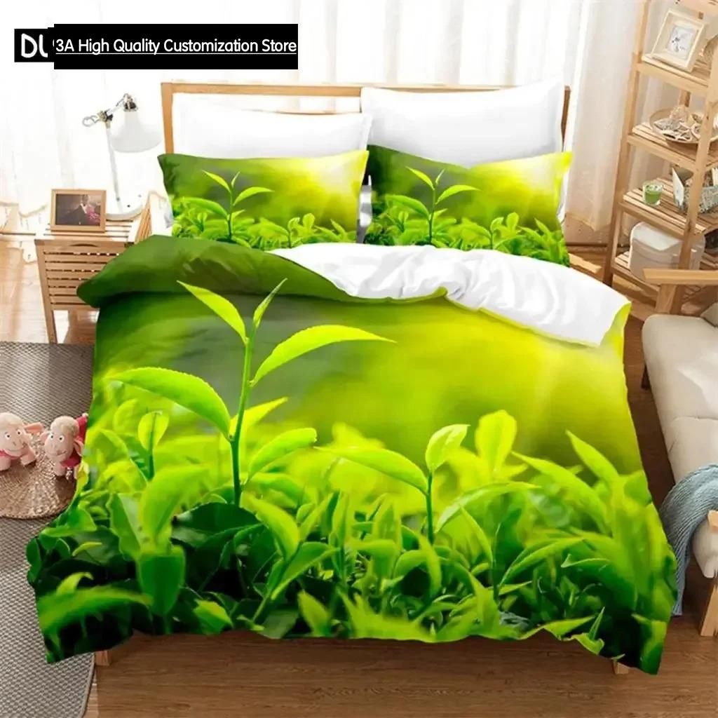 Comforter Green Leaves Queen Bedding Set Kids Bedding Digital Printing King Size