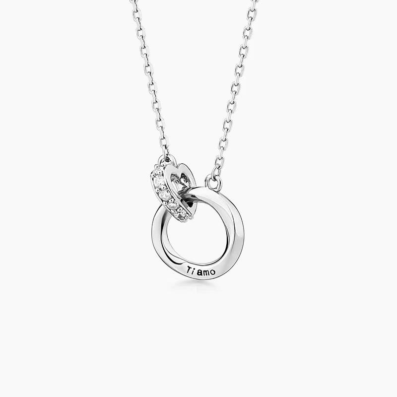Mobius Love Double Ring Couple Necklace with Zircon Pendant - High-End Light Luxury Clavicle Chain.