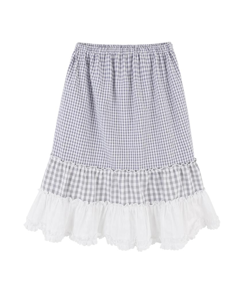 High School Disco Mixed Check Tiered Midi Skirt