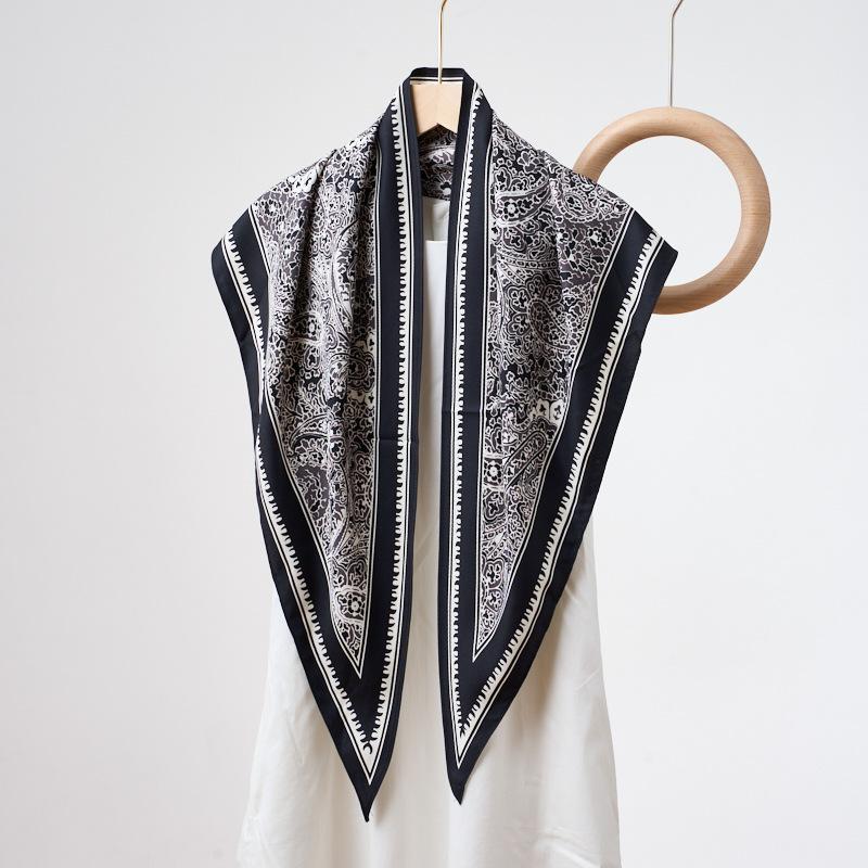Women Versatile Cashew Print Faux Silk Multi Use Triangle Neck Scarf