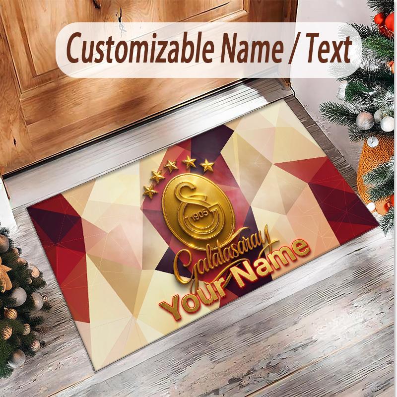 Personalized Crystal Velvet Carpet Galatasaray FC Pattern Non Slip Floor Rug