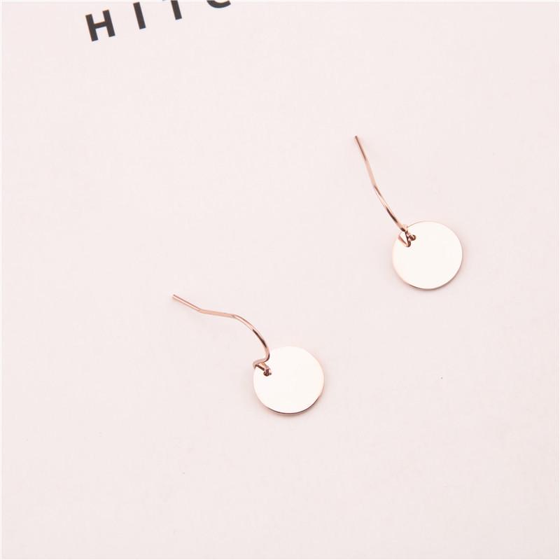 Elegant European & American Rose Gold Titanium Disc Earrings - Korean Style Studs for Women