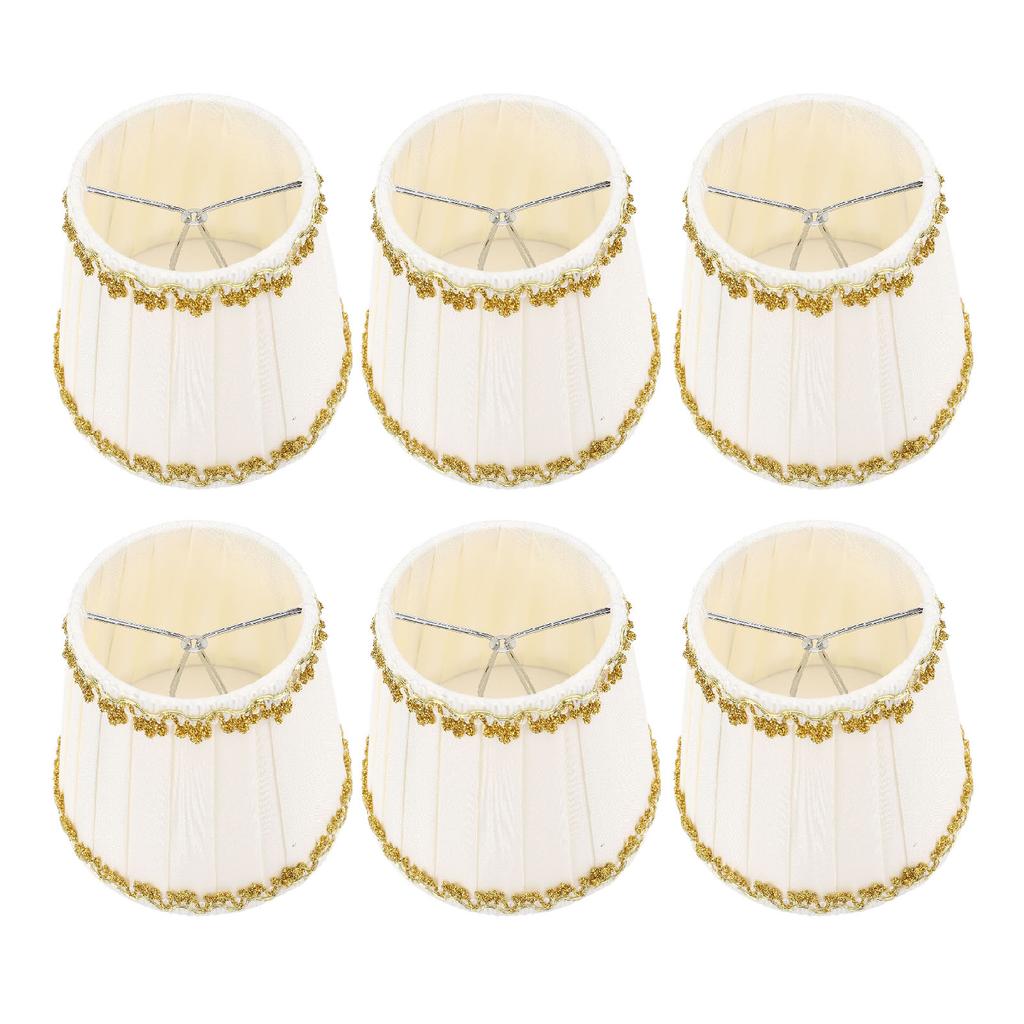 6PCS Fabric Lampshades Cloth Pleated Decorative Lamp Replacement Shade Clip On for Table Wall Lamps