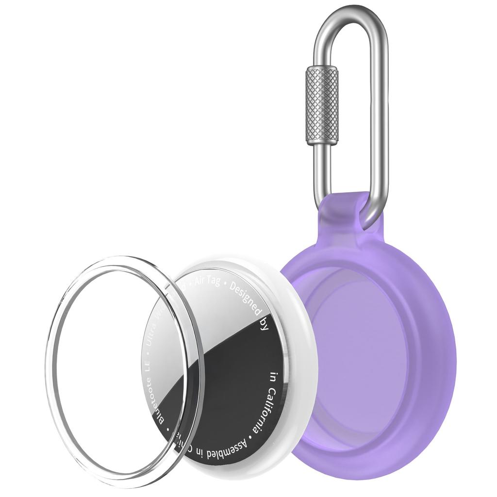 CT32 For Apple AirTag Waterproof TPU Case Carbon Fiber Texture Protective Cover with Stainless Steel Buckle