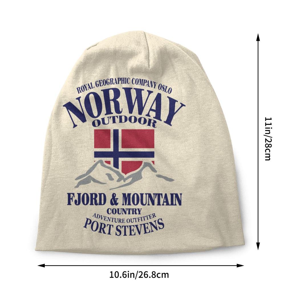 Gorro de punto con diseño de bandera de Noruega para mujer, estilo Hip Hop, para Unisex, cálido de invierno, con diseño de fiordo y montaña, Gorros