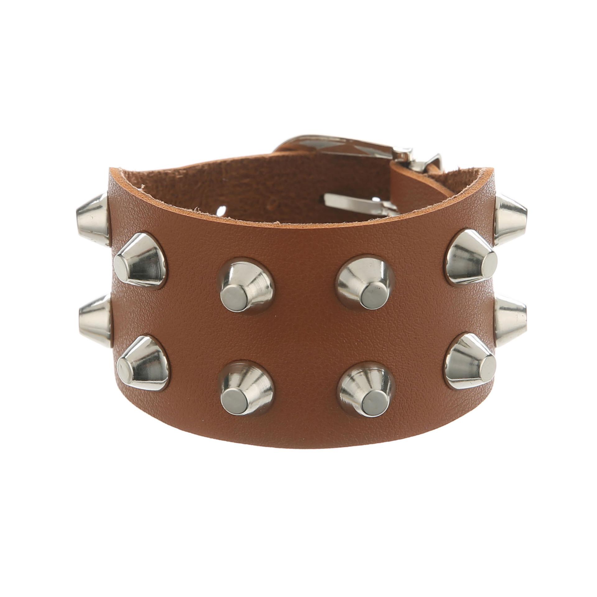 

Hip Hop Men Silver Color Rivet Rock Bracelet Bangles Women Vintage Punk Cosplay Black Goth Pu Leather Wrap Bracelet Emo Jewelry