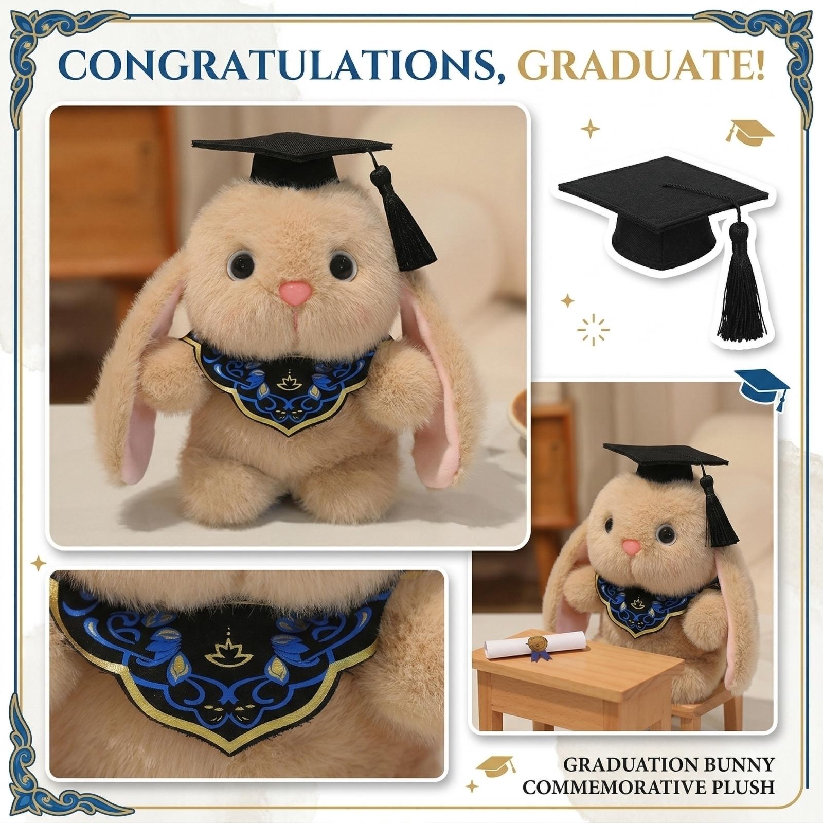 

Плюшевая кукла-кролик на выпускной, Плюшевая игрушка-кукла с ушными каплями для врача, Памятная вещь на выпускной One Size синий