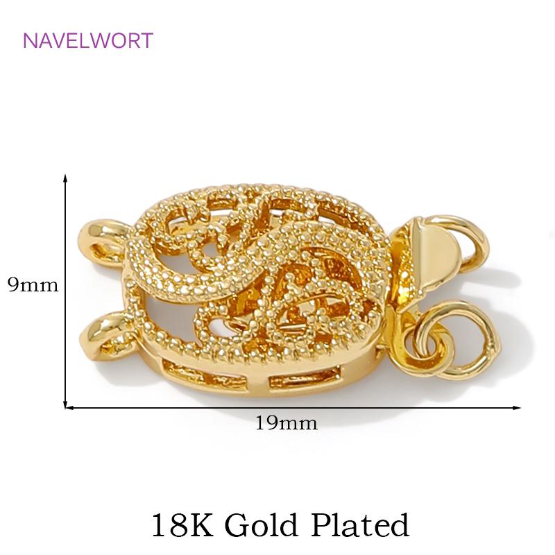 18K Gold Plated Brass Pearl Clasps Connector,Clasp For Jewelry,with Zircon Box Safety Clasp,Fasteners For Bracelet,DIY Findings 1 piece