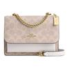 Klare 17 Gold Metal Logo Coated Canvas Shoulder Crossbody Bag Small Women's White with Beige